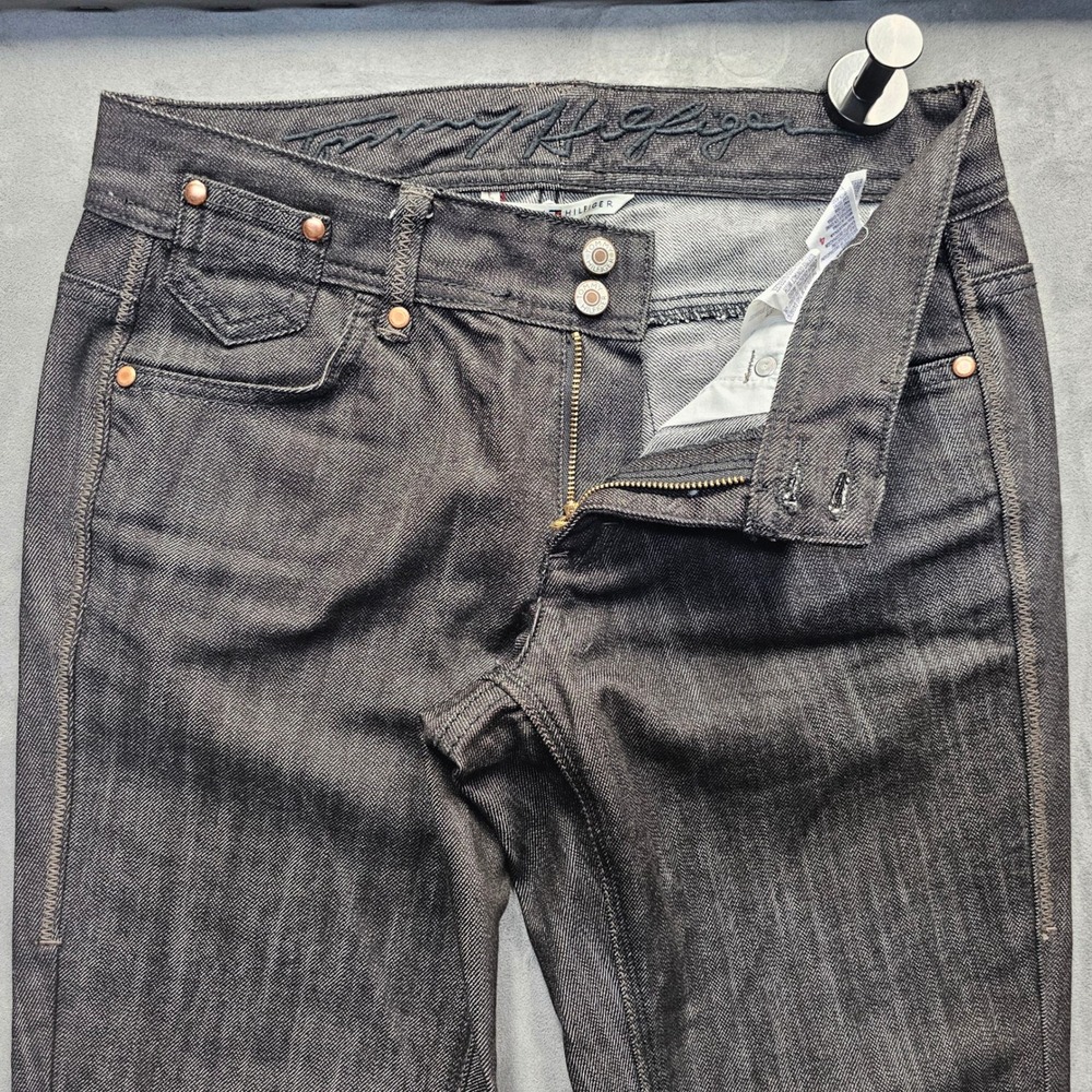 Tommy Hilfiger Womens Black Bootcut Jeans Mid Rise Dark Wash Stretch Size 4